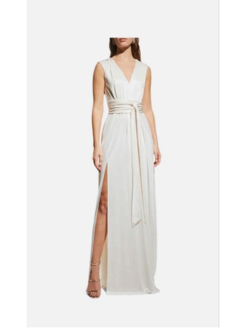 Women's DRESS THE POPULATION Cream V-Neck Maxi Dress XS